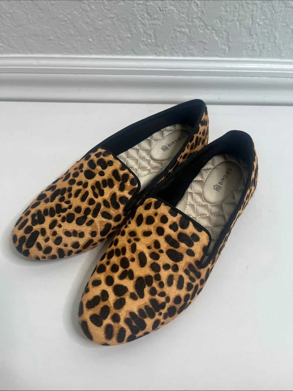 Birdies The Starling Cheetah Leopard Calf Hair Loafers Sz 7.5